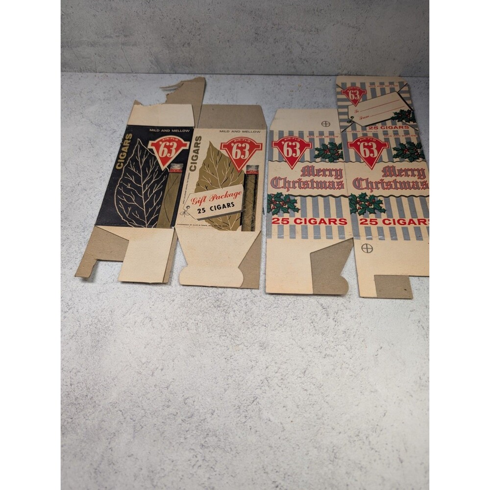 Vintage Air Flo 63 Cigar Box Labels Christmas Litho Lot Tobacco Ephemera